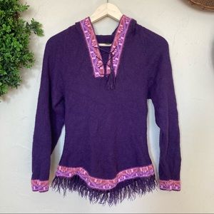 Alpaca fringe sweater medium